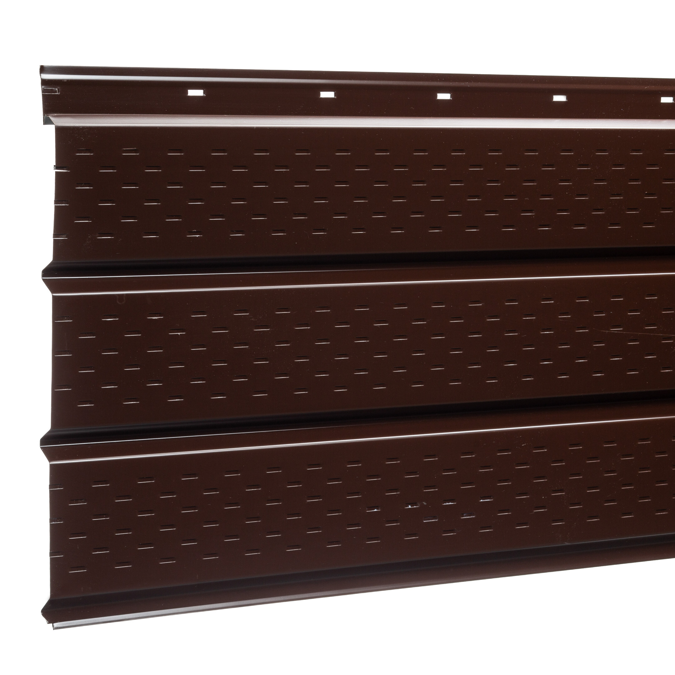 Софит металлический перфорированный Grand Line коричневый RAL 8017 2000х357х0,45 мм