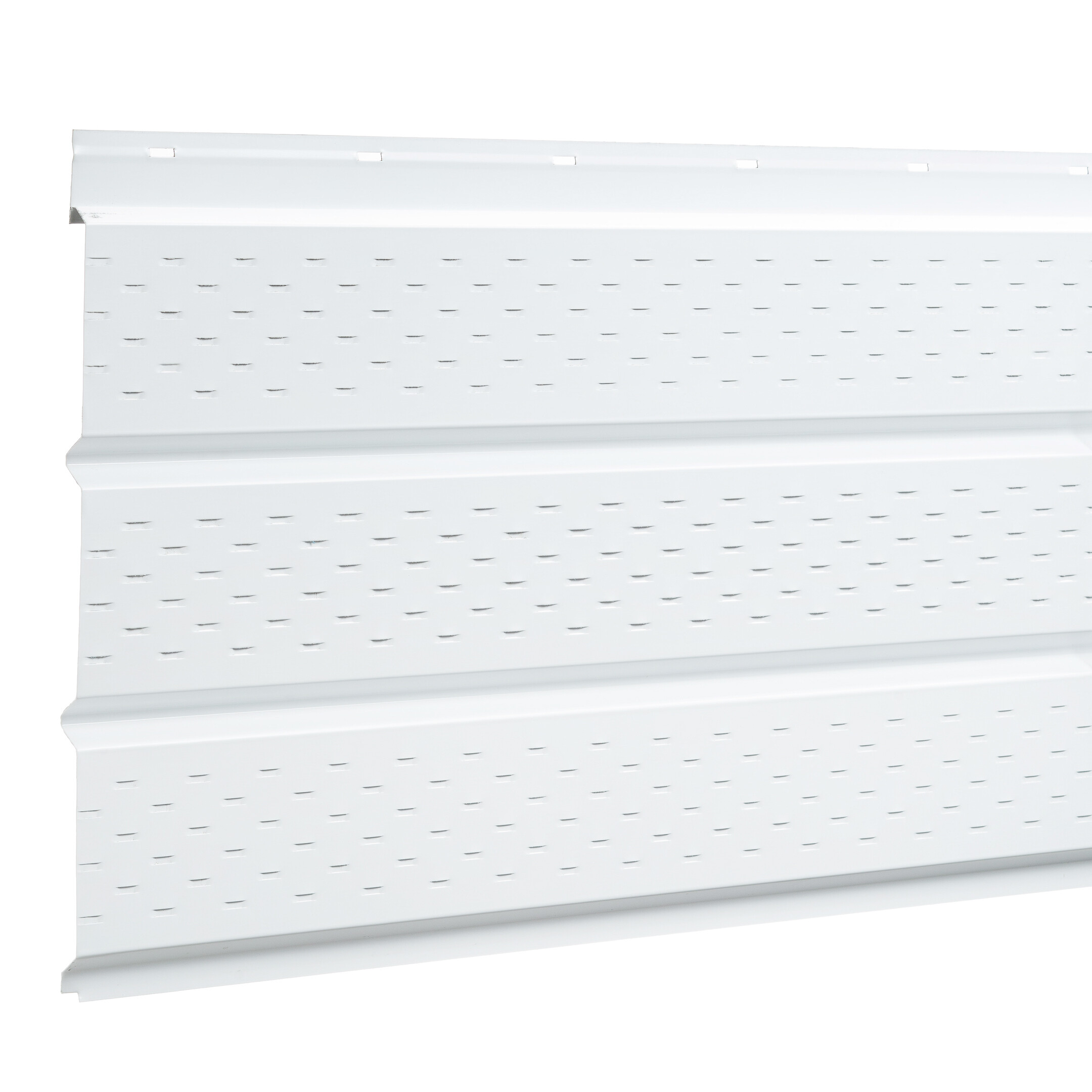 Софит металлический перфорированный Grand Line сигнальный белый RAL 9003 2000х357х0,45 мм