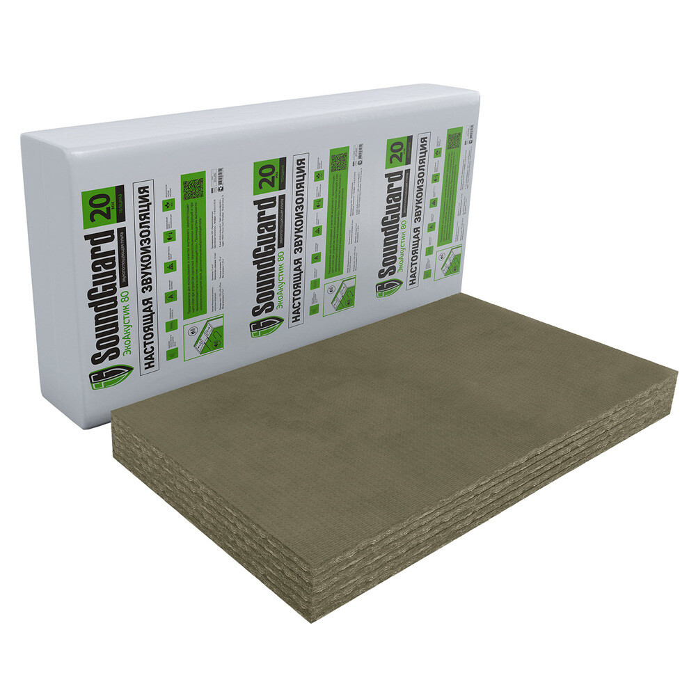 Шумоизоляция SoundGuard ЭкоАкустик 80 20х600х1250 мм 7,5 кв.м