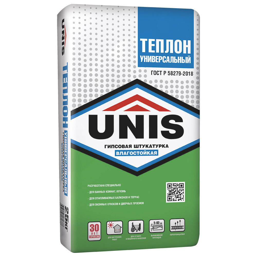 Штукатурка гипсовая Unis Теплон Универсальный влагостойкая 25 кг