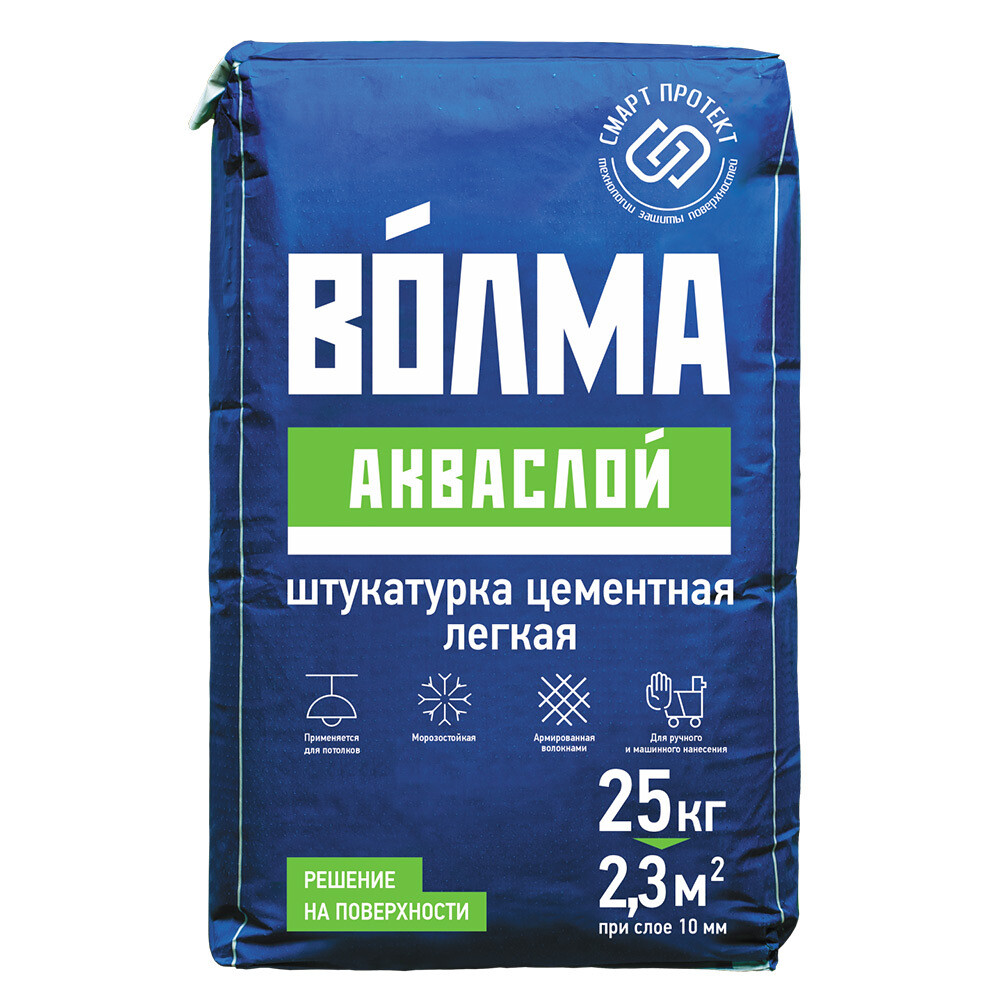 Штукатурка цементная Волма Акваслой легкая 25 кг