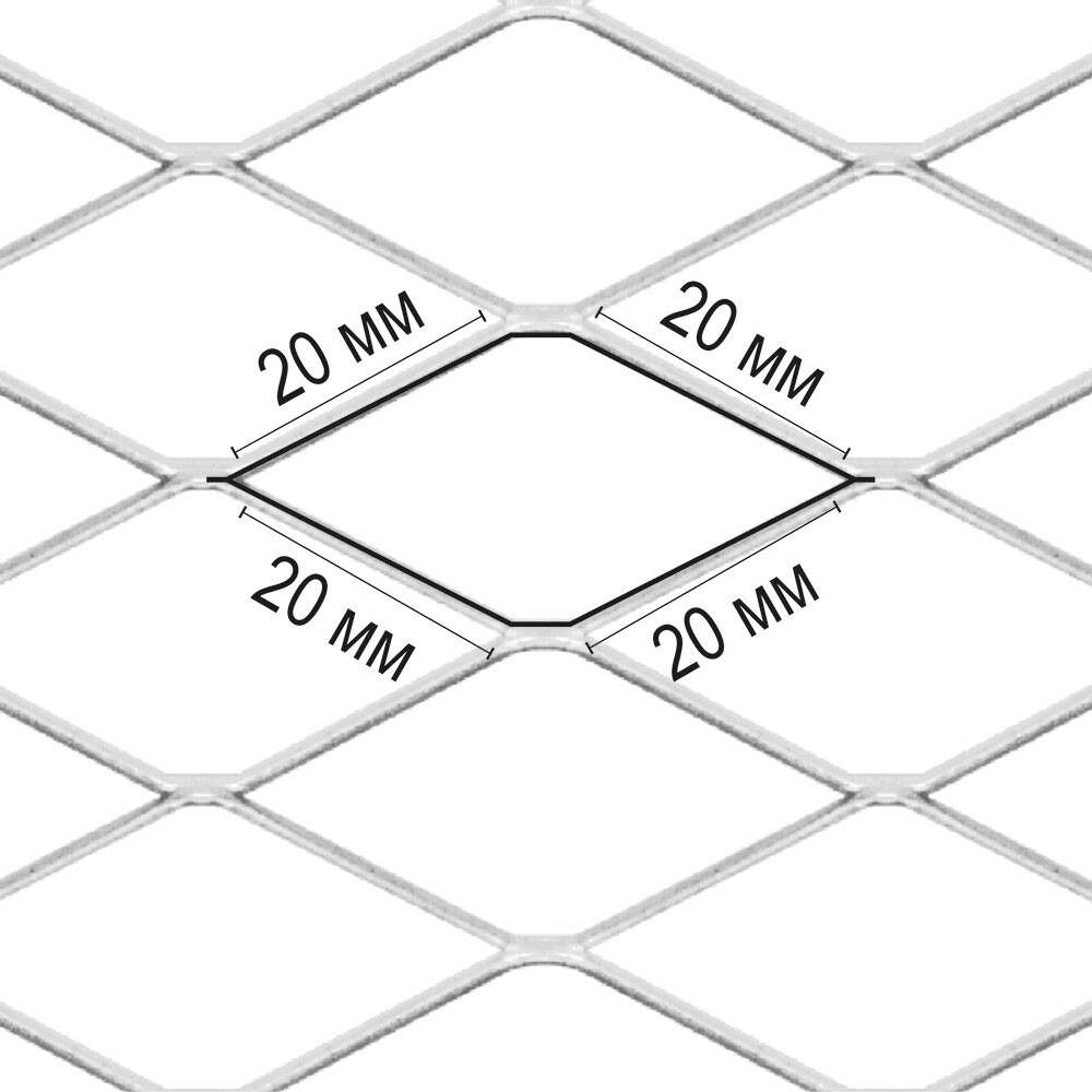 Сетка штукатурная ЦПВС оцинкованная 20х20 мм 1х15 м рулон