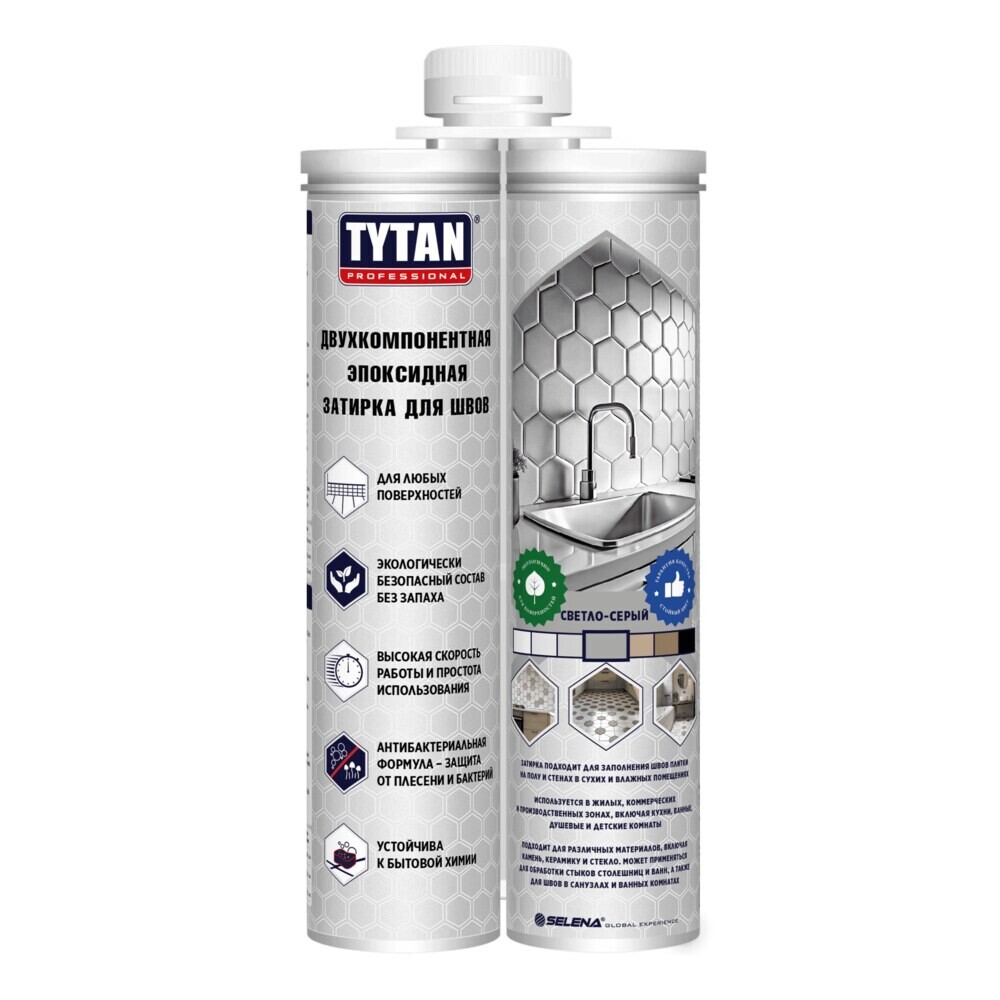 Герметик эпоксидный для швов Tytan Professional двухкомпонентный светло-серый 400 мл