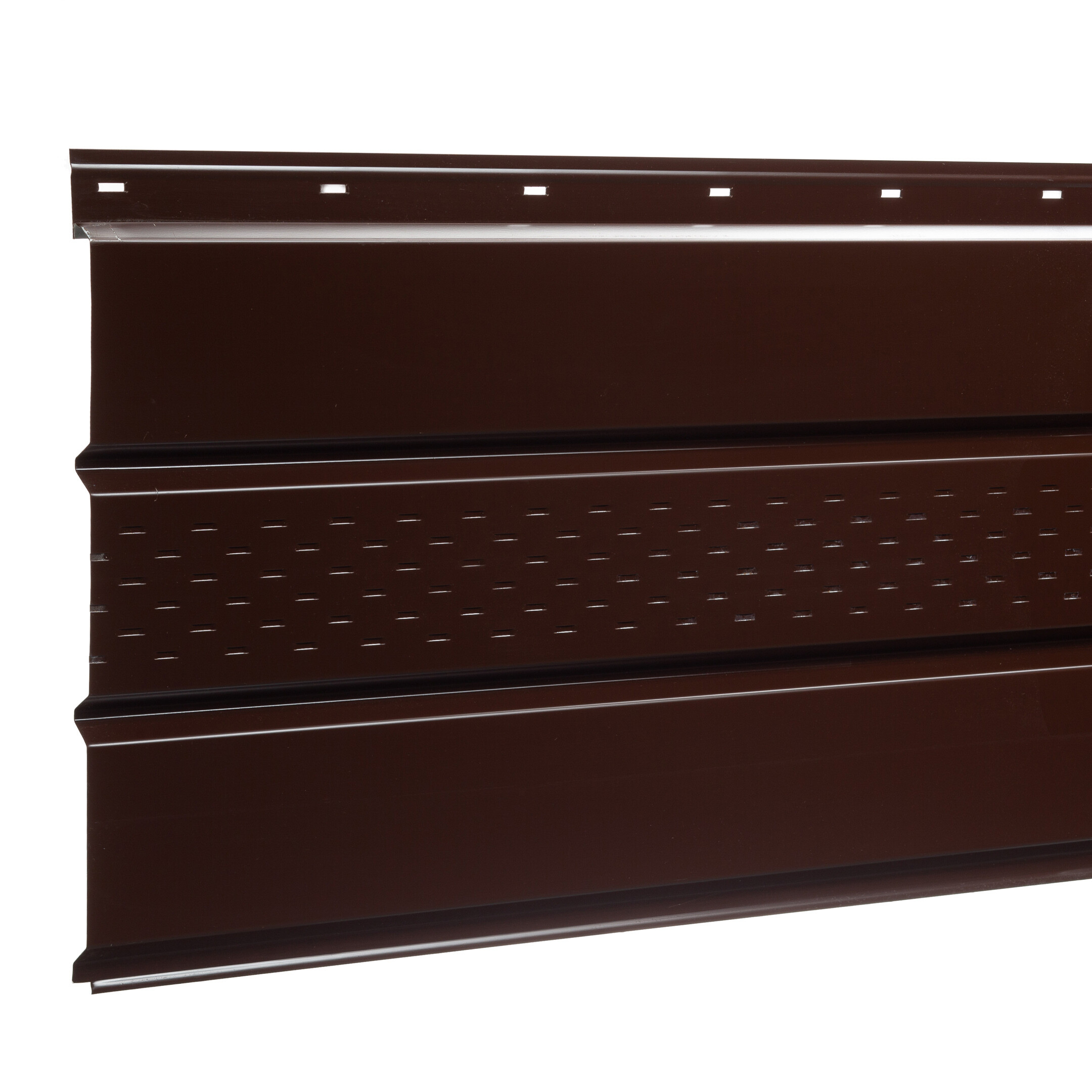 Софит металлический с центральной перфорацией Grand Line коричневый RAL 8017 2000х357х0,45 мм