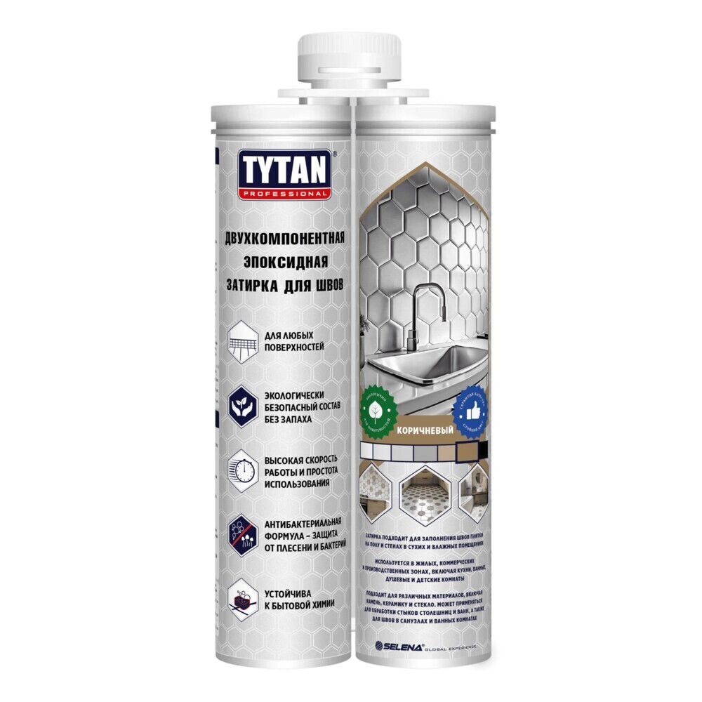 Герметик эпоксидный для швов Tytan Professional двухкомпонентный коричневый 400 мл