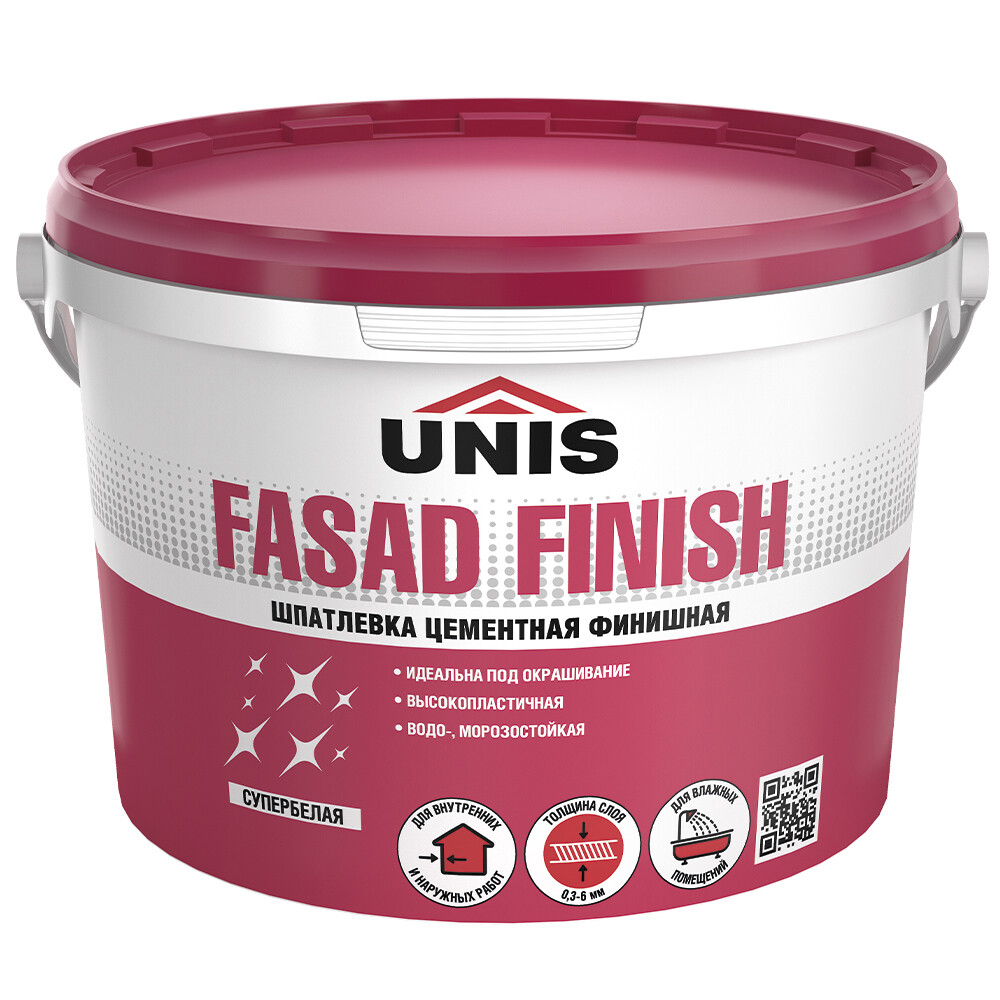 Шпаклевка цементная Unis Fasad Finish финишная белая 5 кг