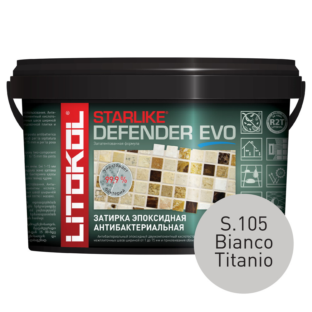 Затирка эпоксидная Litokol Starlike Defender Evo s.105 белый титанио 1 кг