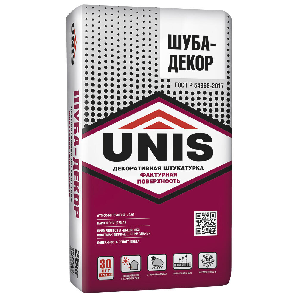 Штукатурка декоративная Unis Шуба-Декор 2 мм белая 25 кг