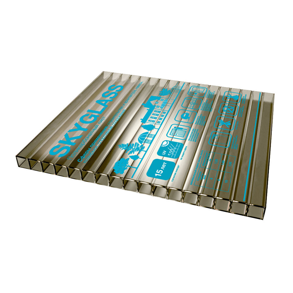 Поликарбонат сотовый Skyglass 6 мм 2,1х6 м Эко серая бронза