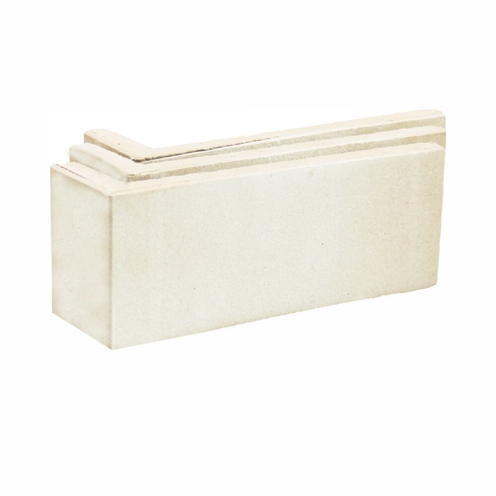 Клинкерная плитка для фасада угловая Terramatic Plato White AC (8 шт.= 0,14 кв.м) слоновая кость 185х60х71х14 мм