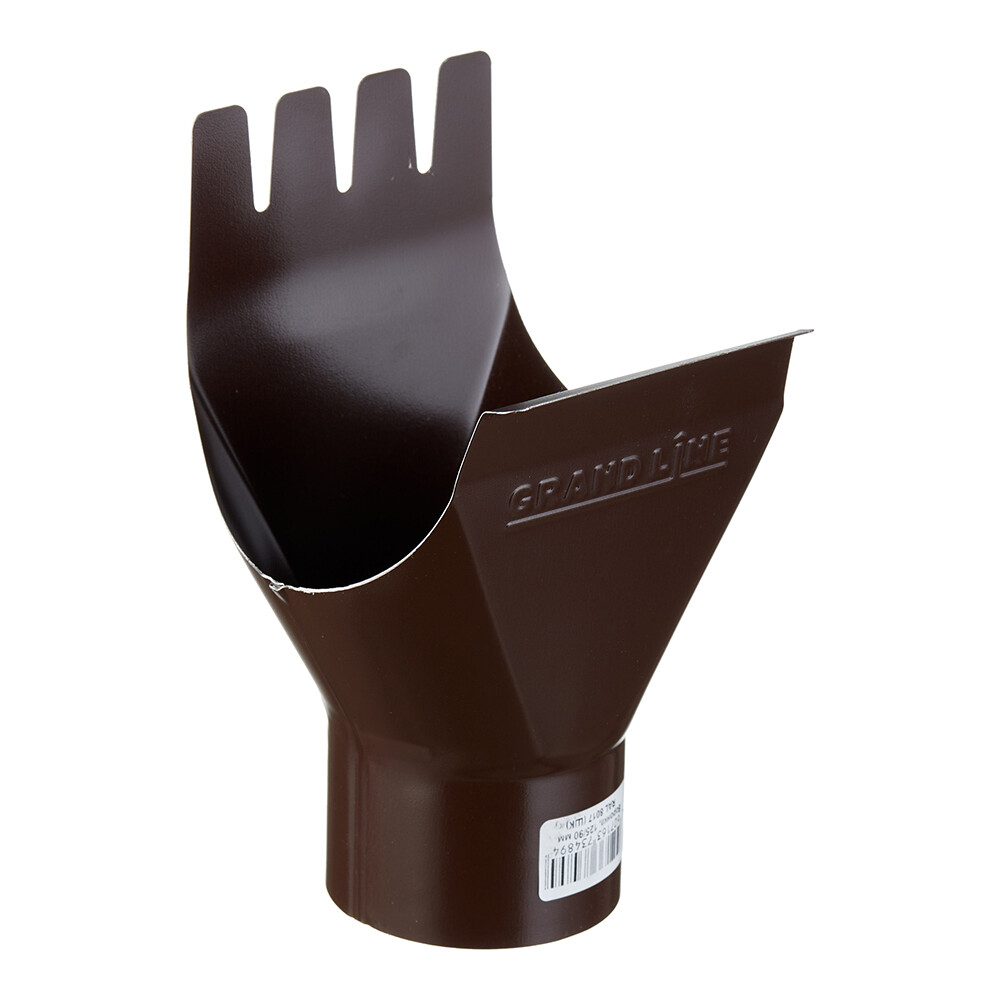 Воронка желоба Grand Line металлическая d125-90 мм коричневая RAL 8017