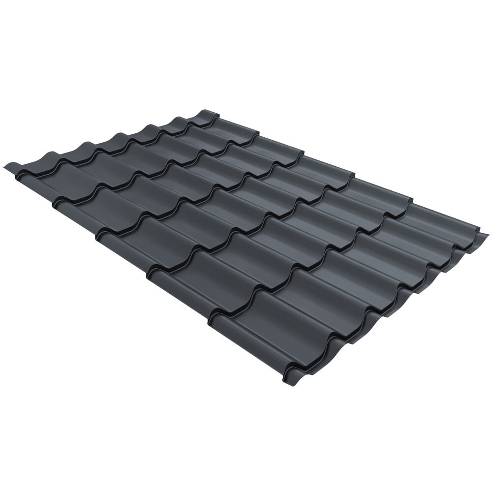 Металлочерепица 1,18х1,15 м 0,5 мм Grand Line Классик графитово-серая RAL 7024 satin