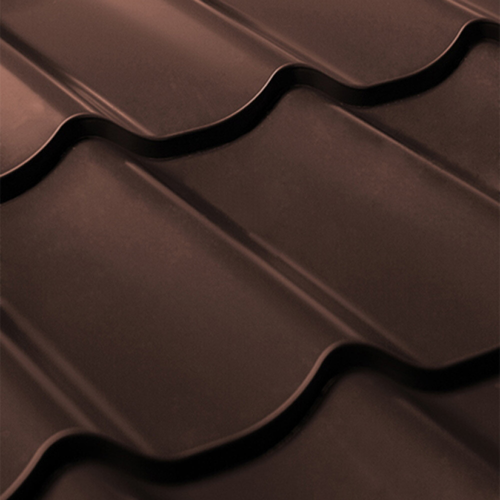 Лист волновой 1,18х2,25 м 0,45 мм Grand Line Модерн коричневый RAL 8017 полиэстер