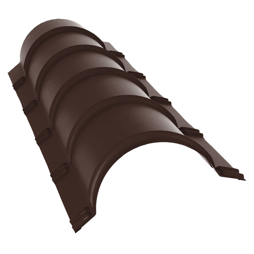 Конек для металлочерепицы 300х110 мм 2 м полукруглый коричневый RAL 8017