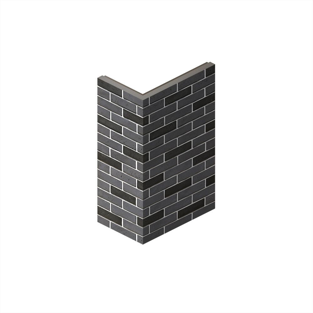 Искусственный камень угловой White Hills Терамо Брик черный (18 шт.=1,21 пог.м)