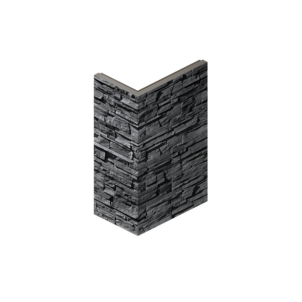 Искусственный камень угловой White Hills Фьорд Лэнд угольно-черный (18 шт.=1,8 пог.м)