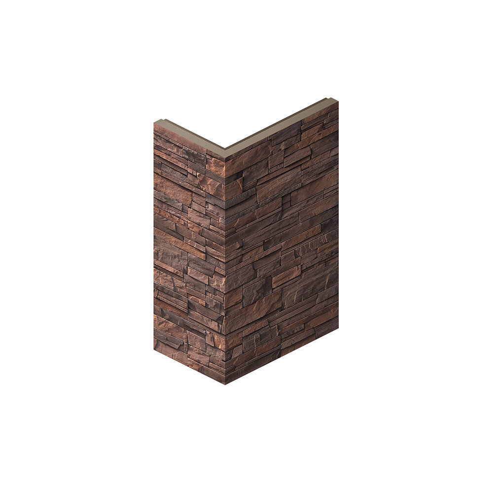 Искусственный камень угловой White Hills Фьорд Лэнд темно-коричневый (18 шт. = 1,8 пог.м)