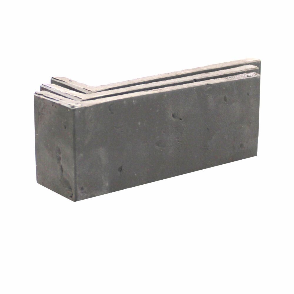 Клинкерная плитка для фасада угловая Terramatic Moon Black ABDK (8 шт.= 0,14 кв.м) черный металлик 185х60х71х14 мм