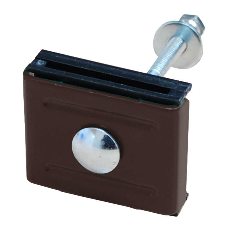 Крепление скоба-болт к столбам 62х55 мм коричневое RAL 8017