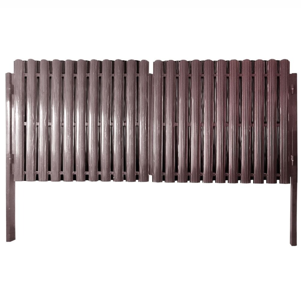 Ворота распашные с двухсторонним штакетником в два ряда 3х1,5 м коричневые RAL 8017