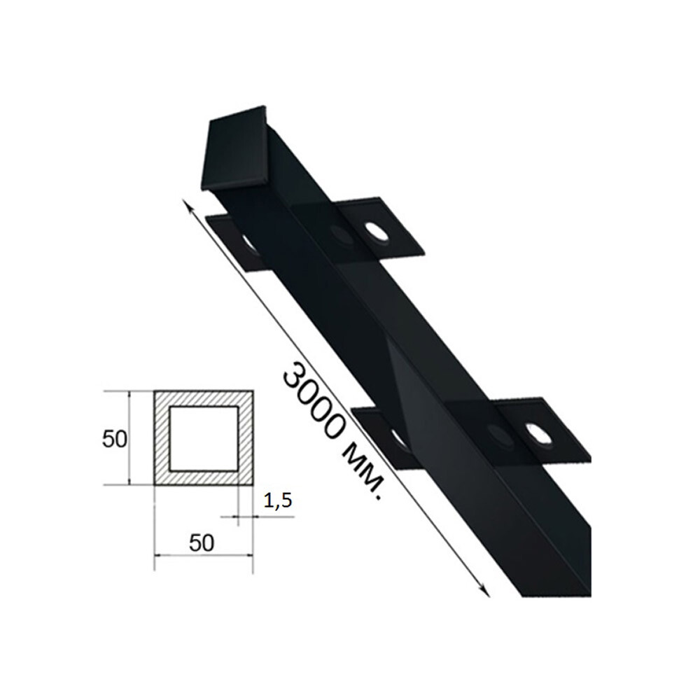 Столб для забора 50х50х1,5 мм 3 м с планками грунт красный