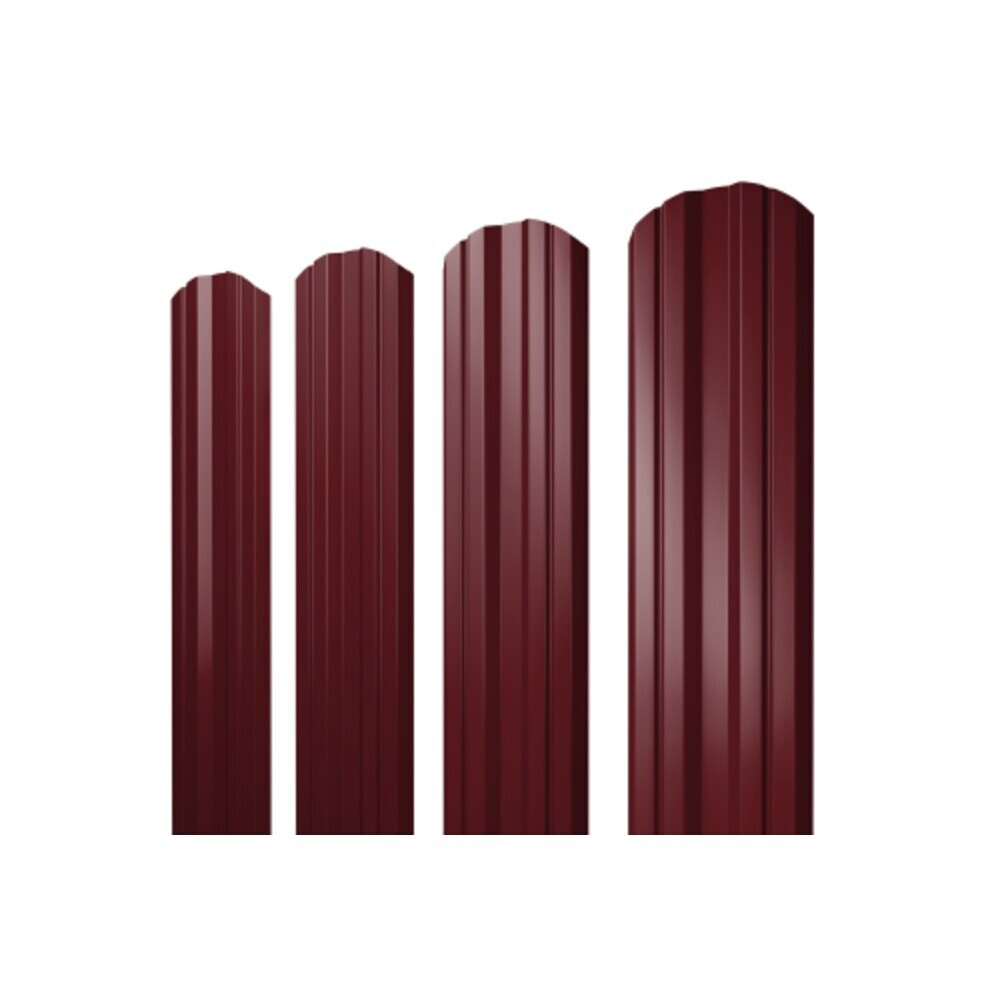 Евроштакетник двухсторонний twin 0,45 мм 100х2000 мм красное вино RAL 3005 фигурный срез