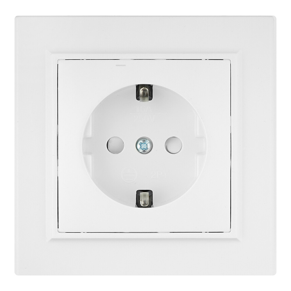 Розетка EKF Минск встраиваемая белая со шторками (ERR16-028-100)