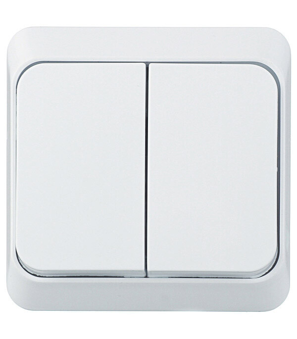 Выключатель Systeme Electric Этюд двухклавишный накладной белый (BA10-002B)