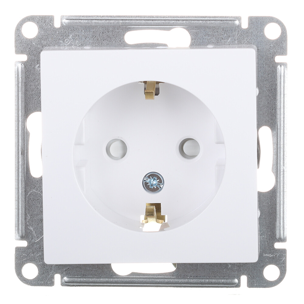 Розетка Systeme Electric AtlasDesign встраиваемая белая со шторками (ATN000145)