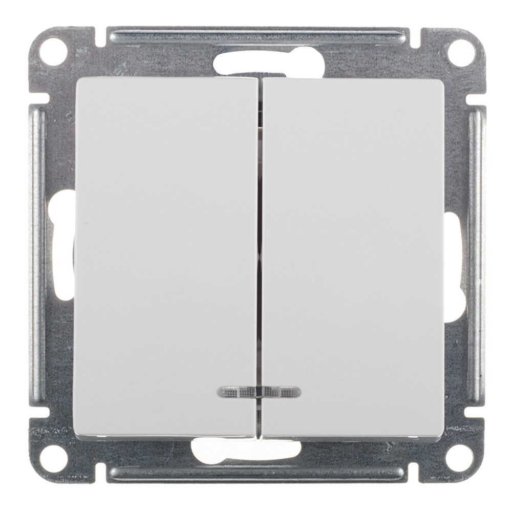 Выключатель Systeme Electric AtlasDesign двухклавишный встраиваемый белый с подсветкой (ATN000153)