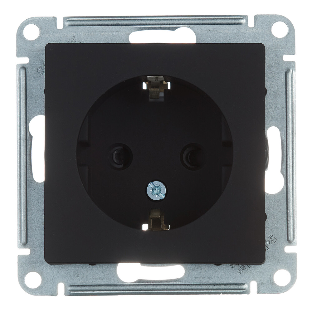 Розетка Systeme Electric AtlasDesign встраиваемая карбон со шторками (ATN001045)