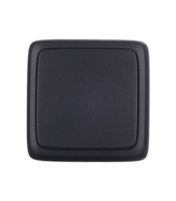 Выключатель Hegel Alfa одноклавишный накладной черный с изолирующей пластиной (ВА10-113-08)