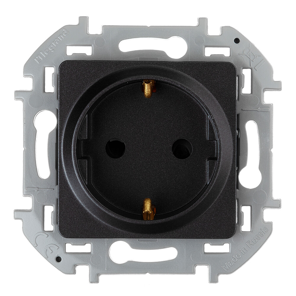 Розетка Legrand Inspiria встраиваемая антрацит со шторками (673733)