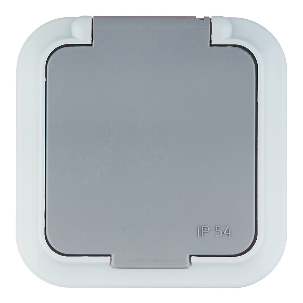 Розетка Svet накладная серая со шторками с крышкой (EV 0366-8615)