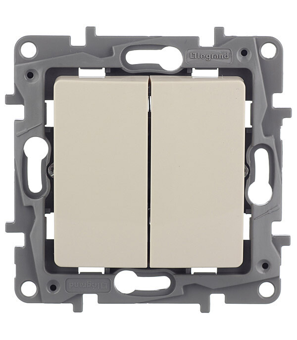 Выключатель Legrand Etika двухклавишный встраиваемый слоновая кость (672302)