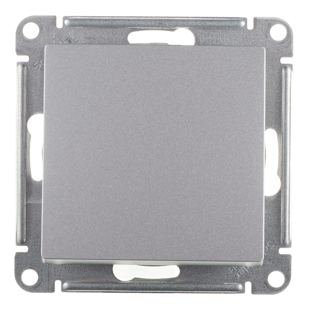 Выключатель Systeme Electric AtlasDesign одноклавишный встраиваемый алюминий (ATN000311)