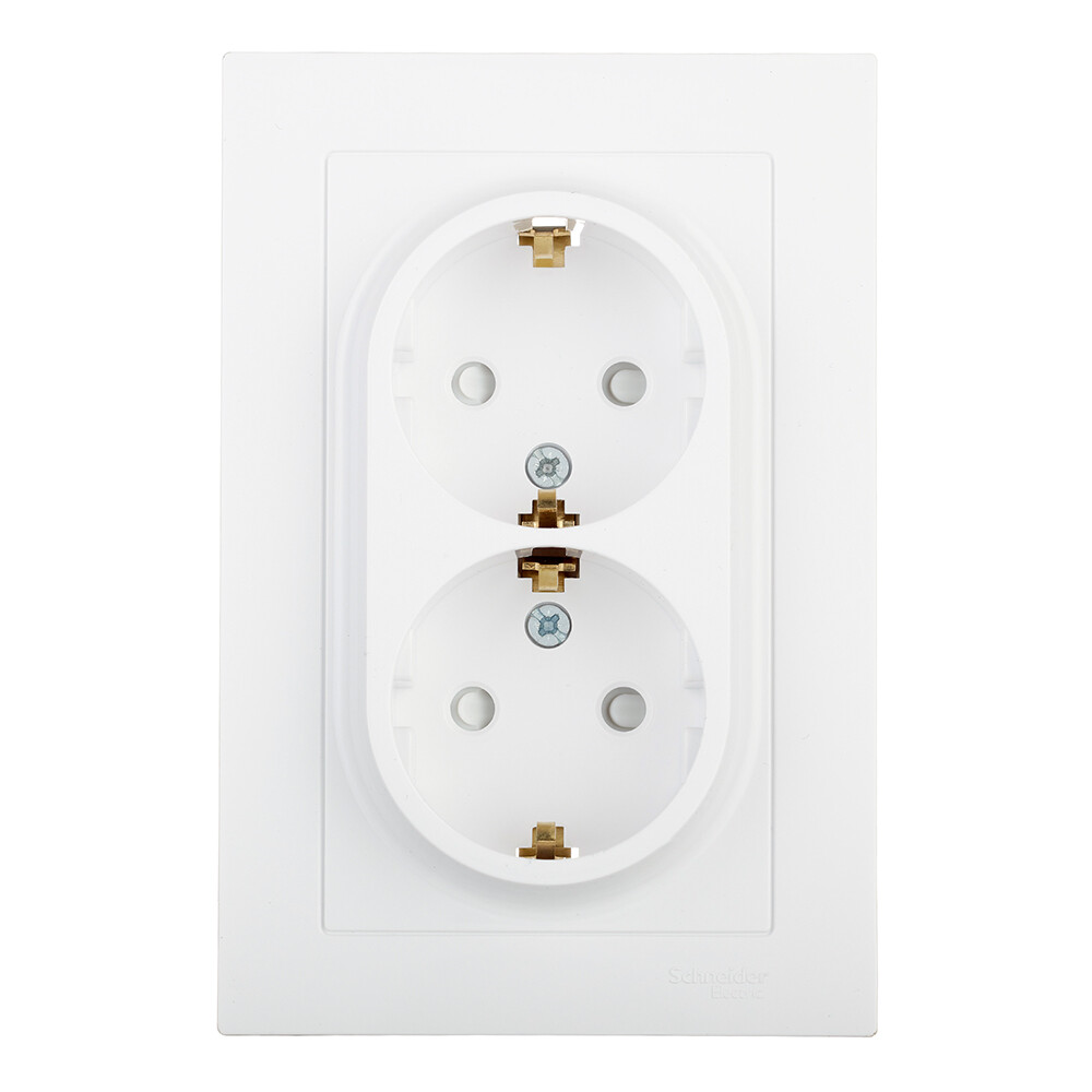 Розетка Systeme Electric AtlasDesign встраиваемая белая со шторками (ATN000126)