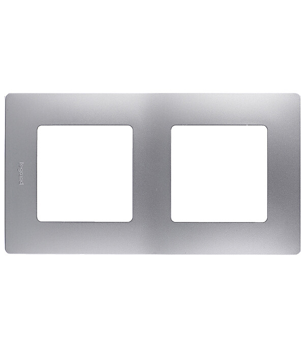 Рамка Legrand Etika двухместная алюминий (672552)