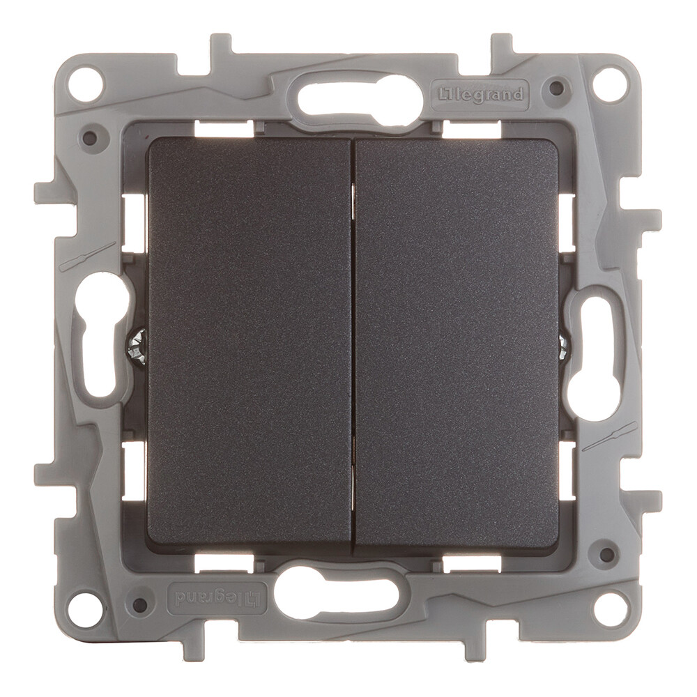 Выключатель Legrand Etika двухклавишный встраиваемый антрацит (672602)