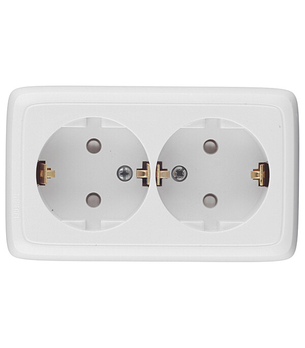 Розетка Hegel Alfa накладная белая со шторками (РА16-154)