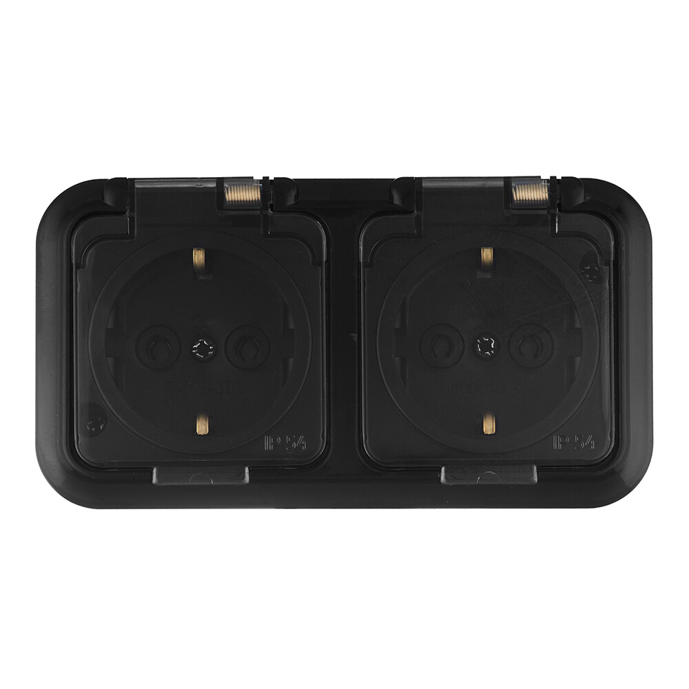 Розетка Svet накладная черная с крышкой (EV 0366-6621)