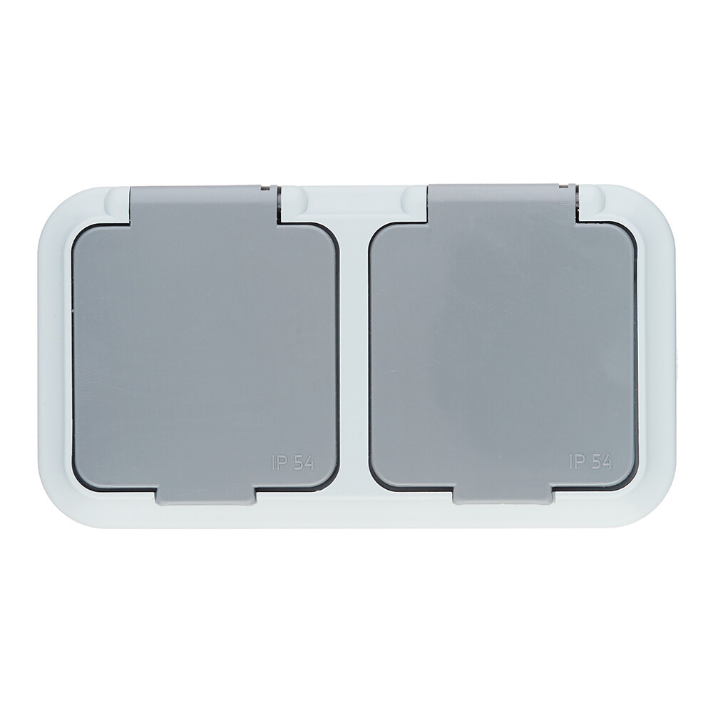 Розетка Svet накладная серая со шторками с крышкой (EV 0366-8625)