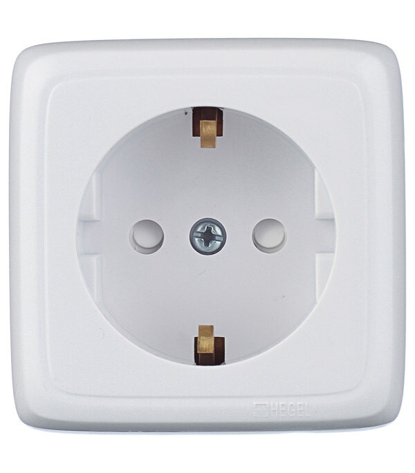 Розетка Hegel Alfa накладная белая со шторками (РА16-114)