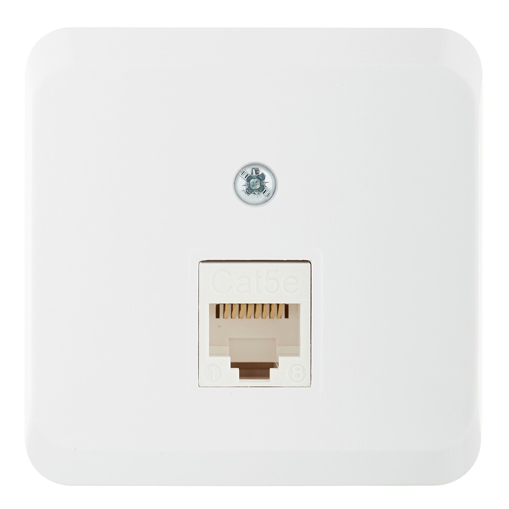 Розетка компьютерная Systeme Electric Этюд накладная белая (KOMA-001B)