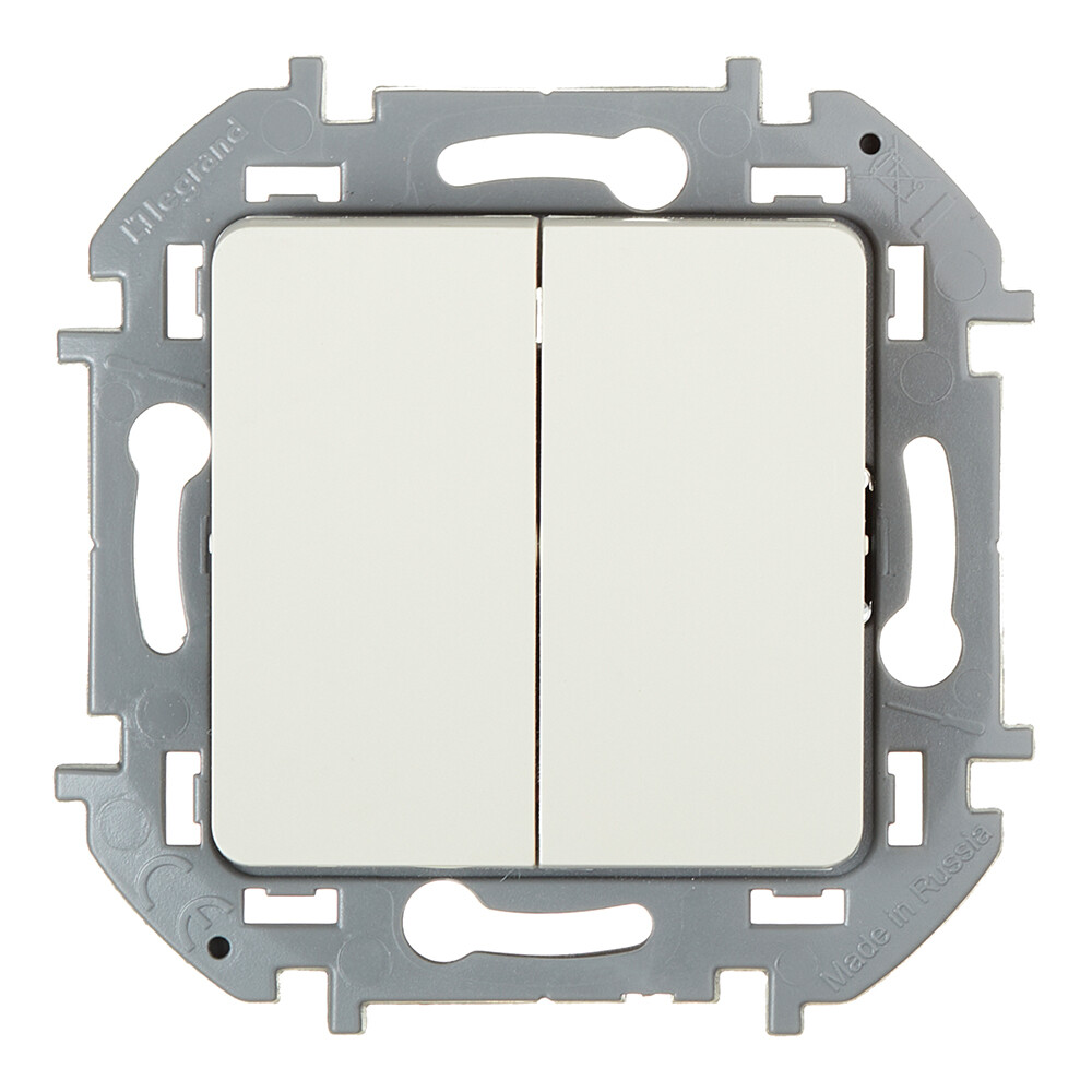Выключатель Legrand Inspiria двухклавишный встраиваемый слоновая кость (673621)