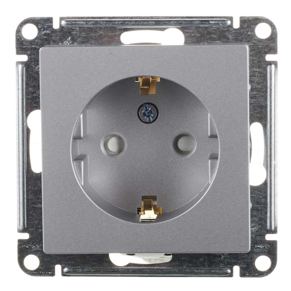 Розетка Systeme Electric AtlasDesign встраиваемая алюминий со шторками (ATN000345)