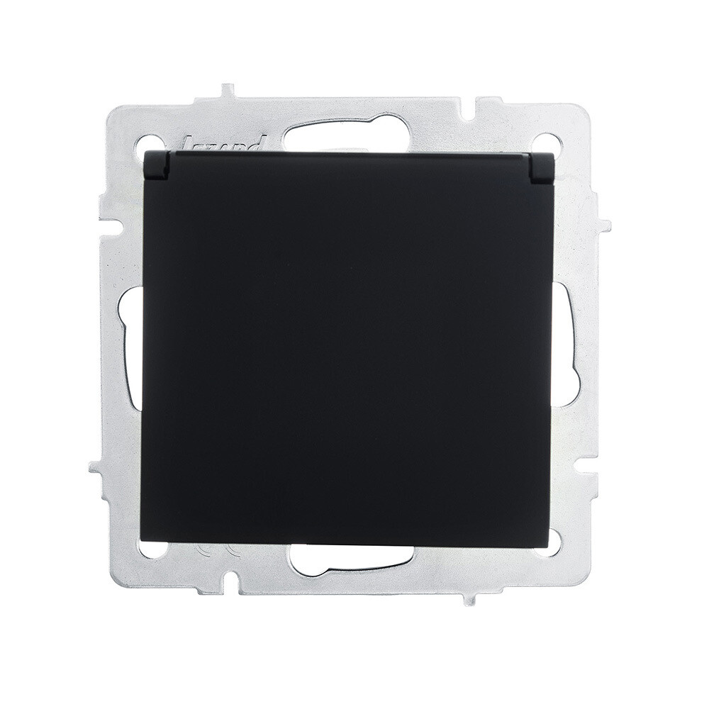 Розетка Lezard Vesna встраиваемая черный бархат с крышкой (742-4288-123B)