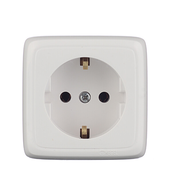 Розетка Hegel Alfa накладная белая с изолирующей пластиной (РА16-113)