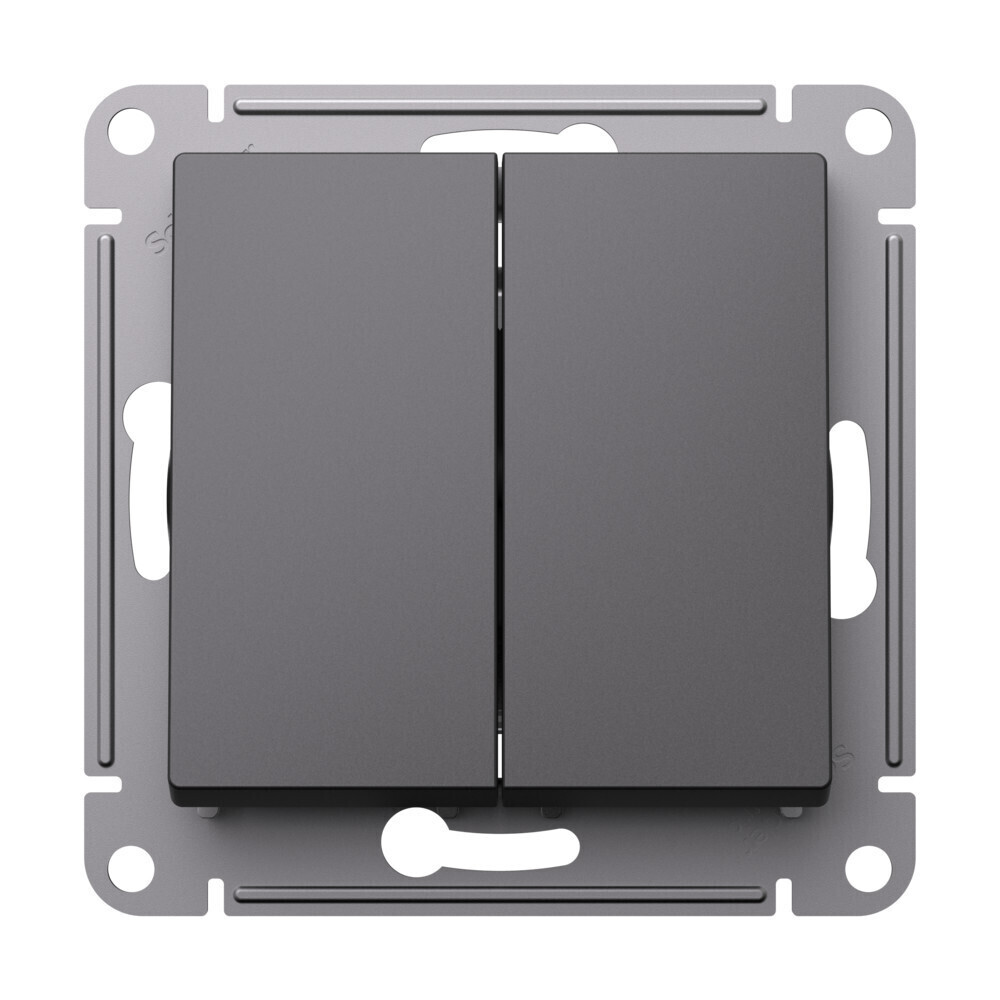 Выключатель Systeme Electric AtlasDesign двухклавишный встраиваемый базальт (ATN001451)