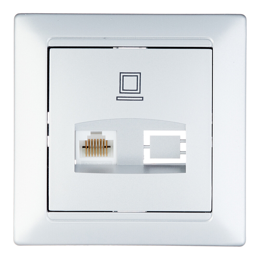 Розетка компьютерная Svet Стиль встраиваемая серебро RJ45 (EV 0365-2118)